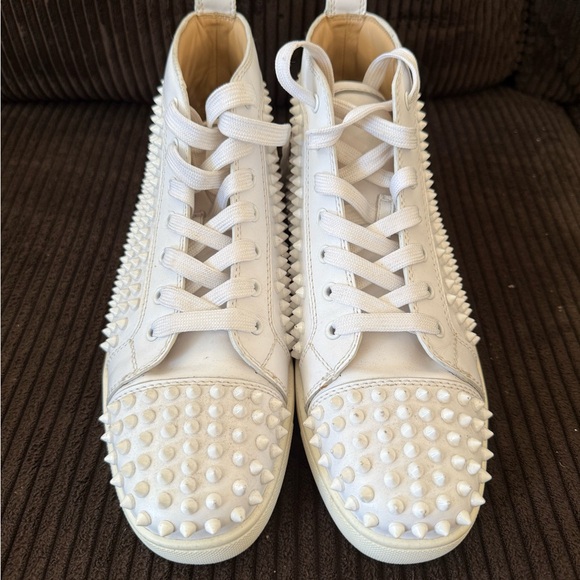 Christian Louboutin White Spiked Sneakers - Picture 1 of 4